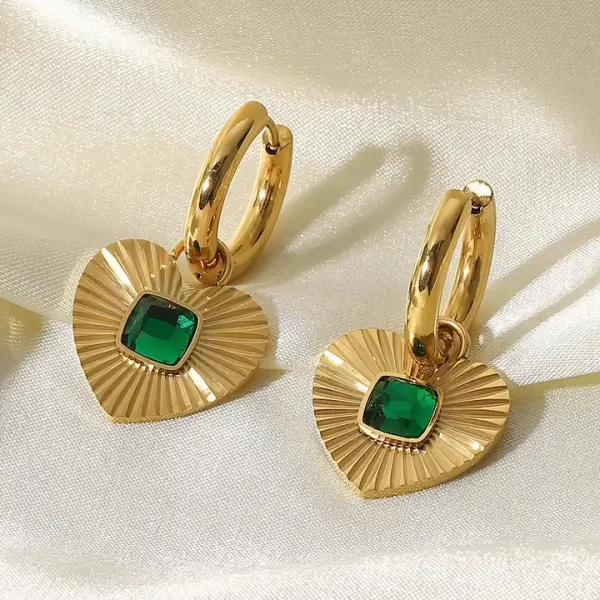 Quality Gold 14k Madi K 3mm Created Emerald Birthstone Heart Earrings GK104  - The Diamond Family